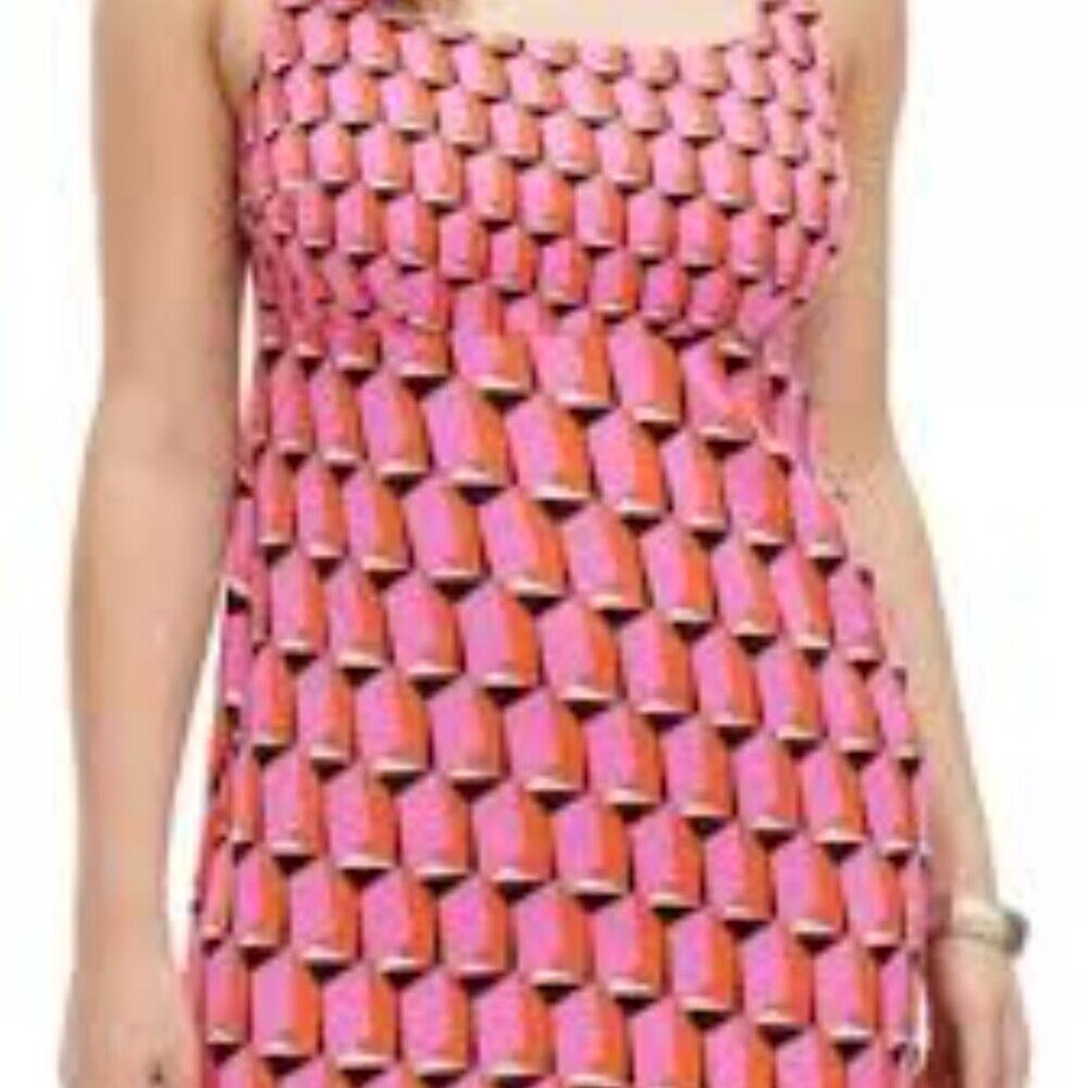 DVF Diane Von Furstenberg x Target 90s Shift Pink Modern Geo Mini Dress - Picture 9 of 9